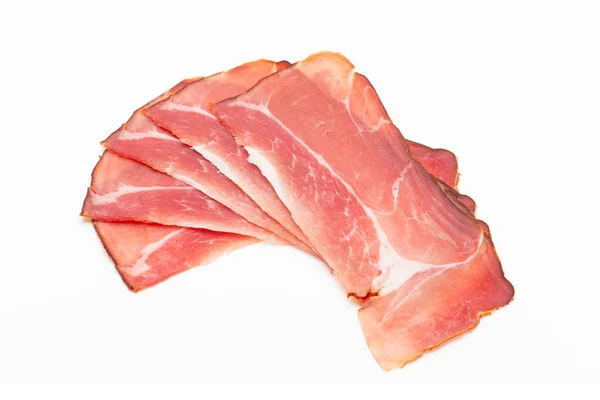 Hamon Scheiben Auf Weißem Hintergrund Traditionelles Fleisch — Stockfoto