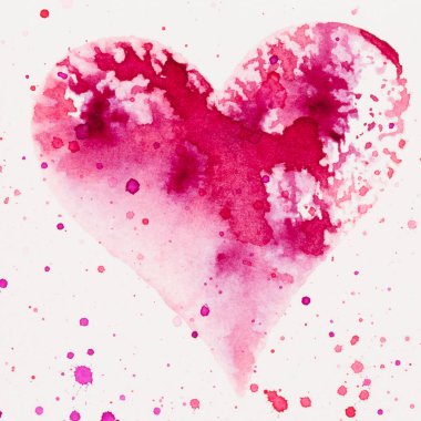 Suluboya kalp. Sevgililer Günü Kutlama kartı, aşk, ilişki, sanat, resim.