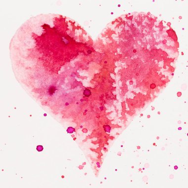 Suluboya kalp. Sevgililer Günü Kutlama kartı, aşk, ilişki, sanat, resim.