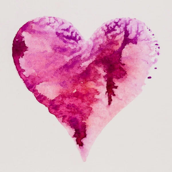 Coeur Aquarelle Saint Valentin Carte Souhaits Amour Relation Art Peinture — Photo