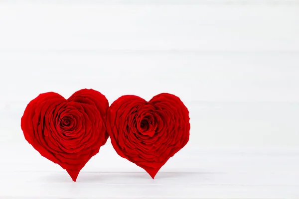Valentijnsdag Achtergrond Met Rode Roos Harten Grootkaarten — Stockfoto