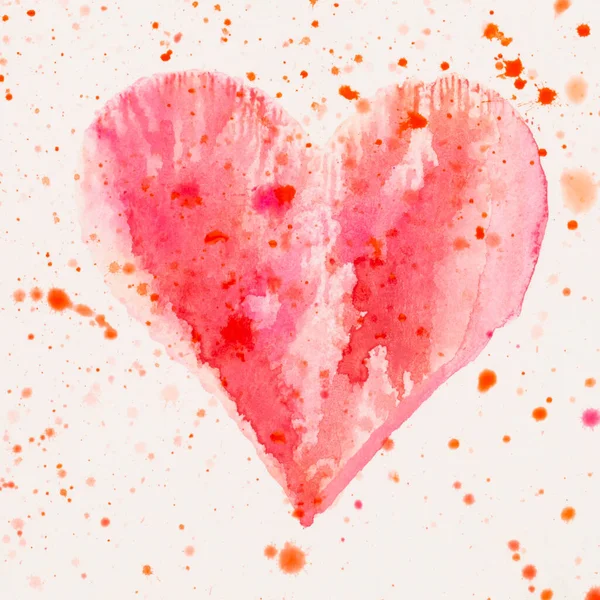 水彩画的心脏情人节贺卡 — 图库照片