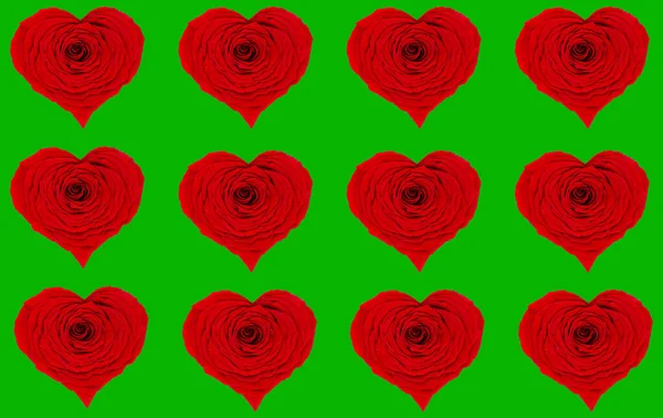 Walentynki Tło Czerwonych Róż Serca Karty Zbiorcze — Zdjęcie stockowe