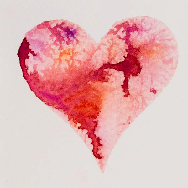 Watercolor Heart Valentines Day Greating Card Love Relationship Art Painting — Stock Photo, Image