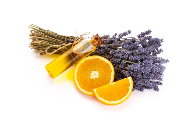 Cosmética Natural Con Lavanda Naranja Limón Para Spa Casero Sobre —  Fotos de Stock