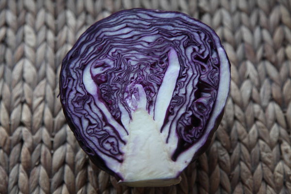 red cabbage on a wicker background