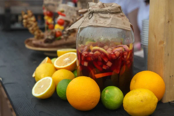 Fruit juice in a jar — Stock Photo, Image
