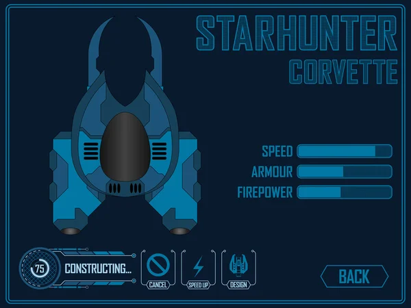 Videogioco nave spaziale — Vettoriale Stock