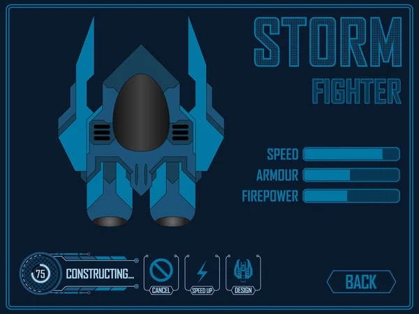 Video game ruimteschip — Stockvector