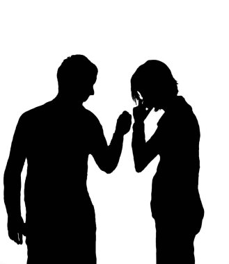 Cep telefonuyla konuşan birinin silueti.