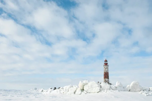 Leuchtturminsel im Winter — Stockfoto