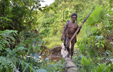 Korowai kabilesinden ok ve yayla Papuans