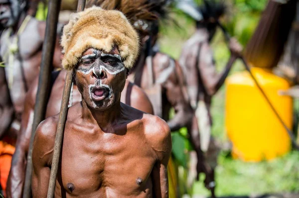 stock image Village follows the ancestors embodied in spirit mask 