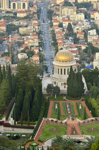 Μπαχάι Κήποι Και Ναός Στις Πλαγιές Του Βουνού Carmel Πόλη — Φωτογραφία Αρχείου