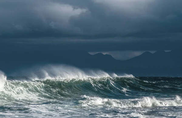 Paisaje Marino Potente Ola Oceánica Superficie Del Océano Saltos Ola — Foto de Stock