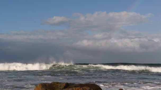 Nubes Arco Iris Cielo Sobre Océano Sudáfrica Mossel Bay — Vídeo de stock