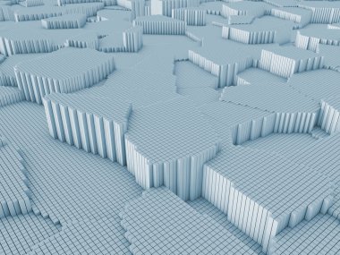 konuyla ilgili bilgisayar grafik çizimi için arka plan öğesi olarak fraktal gürültü ile bozuk uçak ilkel 3D render