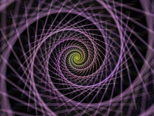 Spiral Geometry series. Backdrop of spinning vortex of fractal elements on the subject of mathematics, geometry and science