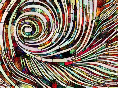 Işık kırıntıları. Lekeli Camlar Birliği serisi. Parçalanma, sanat, şiir ve tasarım birliği için renk ve doku parçalarından oluşan soyut tasarım