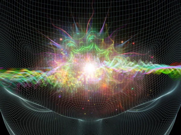 Серія Хвиль Розуму Провідна Рамка Людського Обличчя Абстрактними Світловими Хвилями — стокове фото