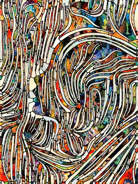 破れた織物 ステンドグラスシリーズの統一 断片化 詩とデザインの統一に関連する色とテクスチャの断片のパターンの相互作用 — ストック写真
