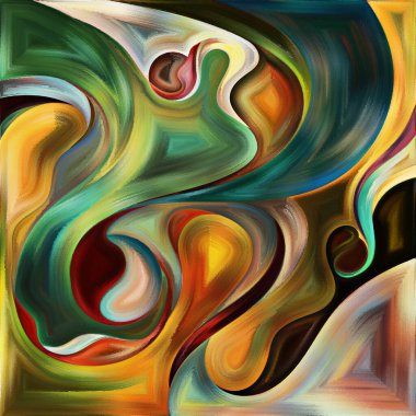 Form Sevinity serisi. Sanat, tasarım, yaratıcılık ve hayal gücü konularındaki renkli şekillerin ve dokuların kolaj arka planı.