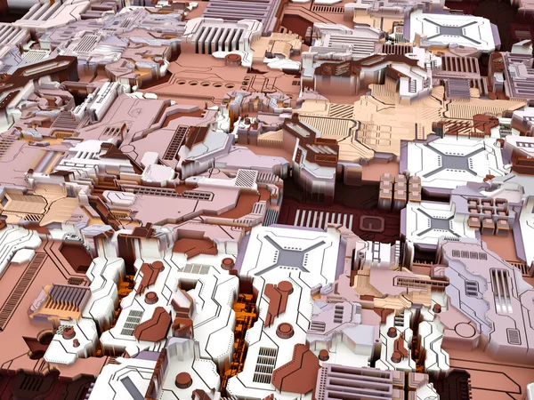 Yer Değiştirme Dünyası serisi. Bilim, modern teknoloji ve eğitim konularında soyut teknolojik örüntünün 3 boyutlu yorumlanması.