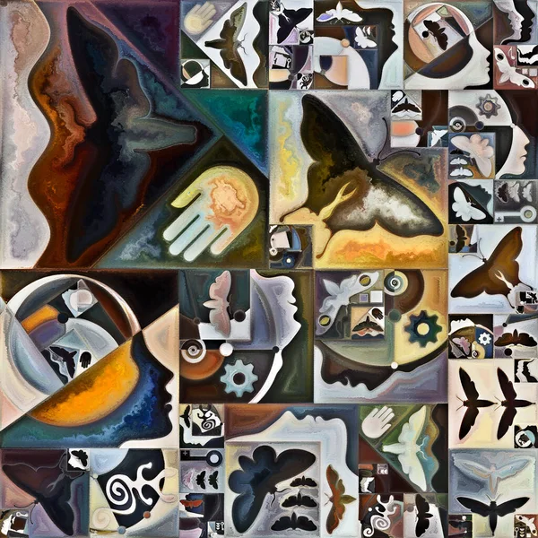 Внутренняя Серия Шифрования Взаимодействие Абстрактных Органических Форм Художественных Текстур Красок — стоковое фото