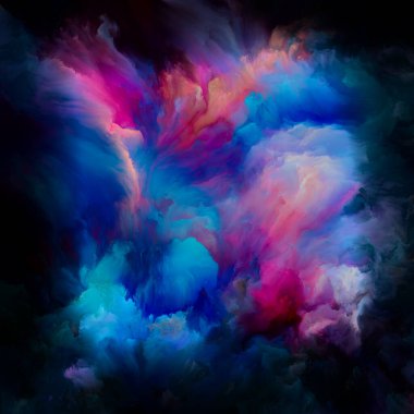 Yaratıcılık, hayal gücü, iç dünya ve sanat konularında siyah tuval üzerine renkli boya dokusu