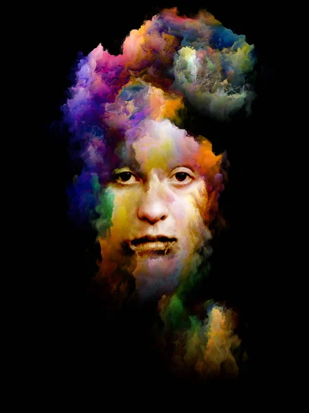 Красочный Портрет Серия Inner Color Взаимодействие Человеческого Лица Абстрактных Цветов — стоковое фото