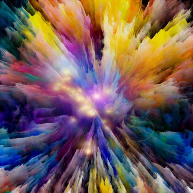 Canlı tuval serisi. Yaratıcılık ve sanat konulu kalın renkli boya ve ışığın soyut bileşimi.