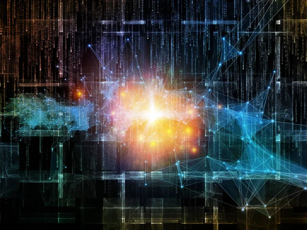 Bakgrund Siffror Nätverks Symboler Ljus Och Fraktal Element För Projektet — Stockfoto