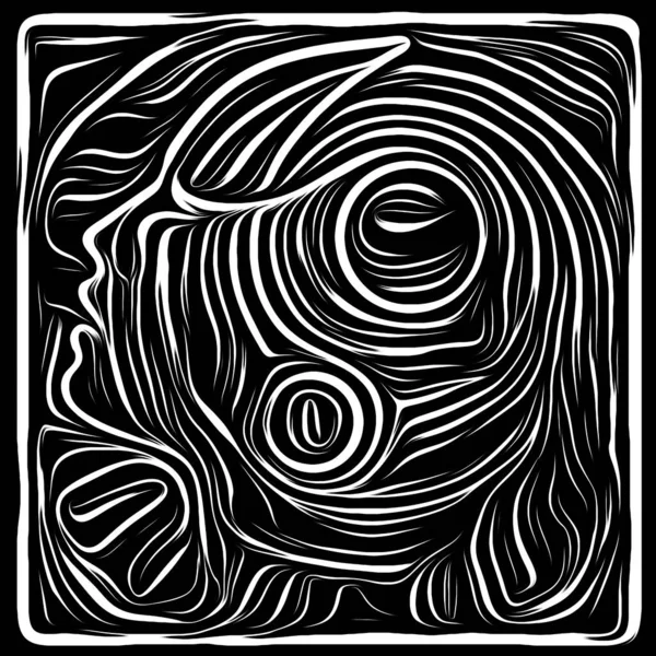 Face Woodcut. Life Lines series. Composition of  human profile and woodcut pattern for projects on human drama, poetry and inner symbols