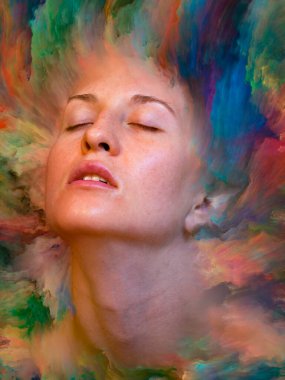 Dünya serisi. Duygular, duygular, iç dünya, yaratıcılık ve hayal gücü konularında kadın portresi ile birleştirilmiş yaratıcı bir düzenleme.