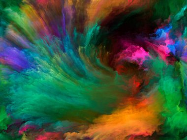 Soyut Renk serisi. Sanat, yaratıcılık ve hayal gücü üzerine projeler için tuval üzerinde hareket halindeki renkli boyanın bileşimi