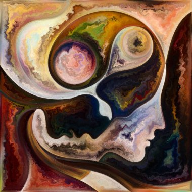 Canlı Düşünceler. Colors In Us serisi. İnsan siluetlerinden, sanat dokularından ve renklerinden oluşan tasarım, yaşam, drama, şiir ve algı projeleri için arka plan görevi görecek şekilde etkileşim içinde.