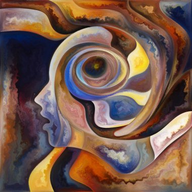 Hayalet Akımı. Colors In Us serisi. İnsan siluetlerinin arka plan kompozisyonu, sanat dokuları ve renkleri yaşam, drama, şiir ve algı konularında etkileşime girer