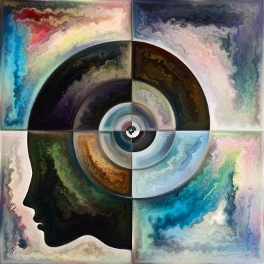 İç Spiral serisi. Zihin, ruh, iç dünya ve bilinç konularındaki insan yüz hatlarının ve geometrik yapıların çizimi.