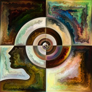 İç Spiral serisi. İnsan yüz hatlarının etkileşimi ve zihin, ruh, iç dünya ve bilinç konularındaki geometrik yapılar.