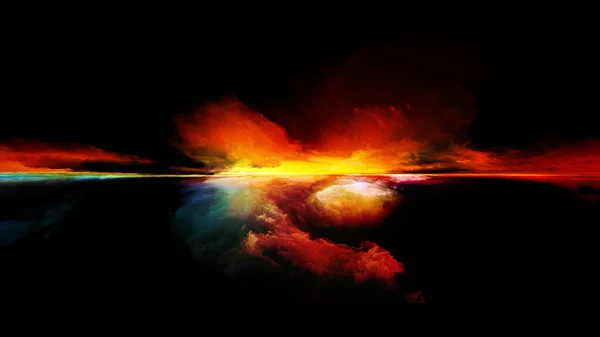 Série Pintura Perspectiva Composição Nuvens Cores Luzes Linha Horizonte Para — Fotografia de Stock