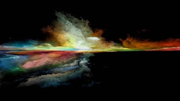 永遠の空 パースペイントシリーズ イラスト 創造性と想像力に関連する雲 ライト 地平線の背景デザイン — ストック写真