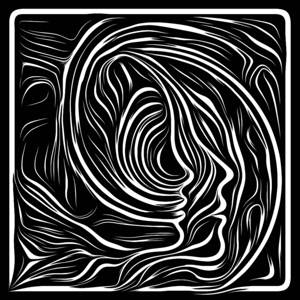 Virtual Woodcut Life Lines Series Visually Pleasing Composition Human Profile — Stock Photo, Image