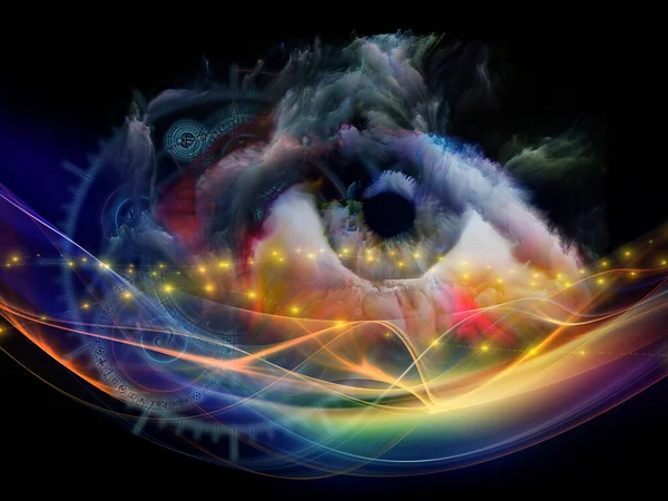 Beauty Eye Series Painted Pupil Iris Image Fused Abstract Elements — Stock Photo, Image