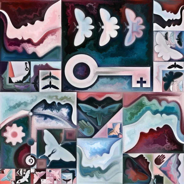 Innere Verschlüsselungsreihe Collage Aus Abstrakten Organischen Formen Kunsttexturen Und Farben — Stockfoto
