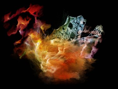 Akışkan Gerçeklik. Organik Numara serisi. Belirsizlik, kuantum teorisi, bilim ve felsefe projelerinde kullanılmak üzere bozuk sayıların, ışıkların ve tasarım elementlerinin arkaplanı