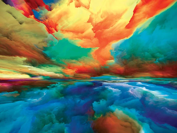 色のビザ 現実逃避シリーズ 風景画 想像力 創造性 芸術に関連する概念におけるシュールな日の出の色とテクスチャの創造的な配置 — ストック写真