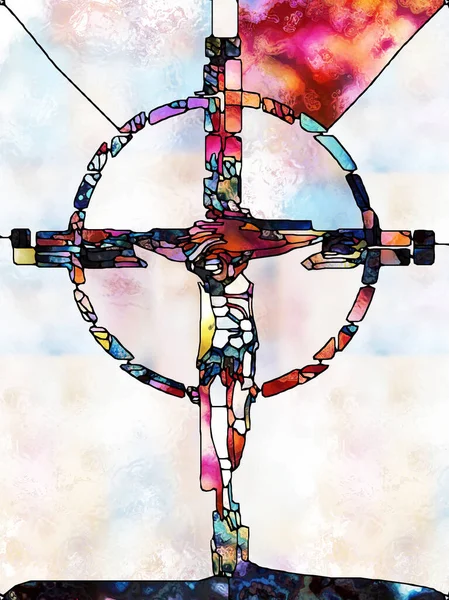 Spectral Faith Cross Stained Glass Series Diseño Fondo Ventana Orgánica —  Fotos de Stock