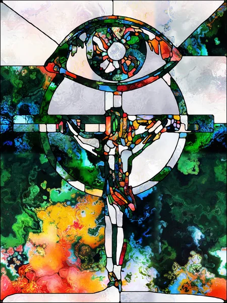 Сломанная Вера Серия Игр Cross Stained Glass Фон Органического Окна — стоковое фото