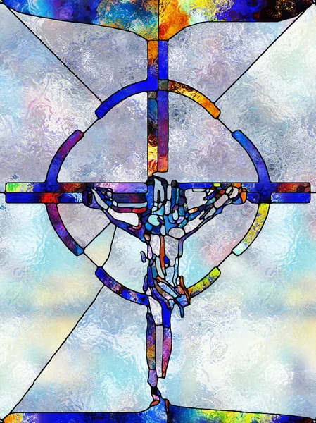 Сломанная Вера Серия Игр Cross Stained Glass Предпосылки Контекст Composition — стоковое фото