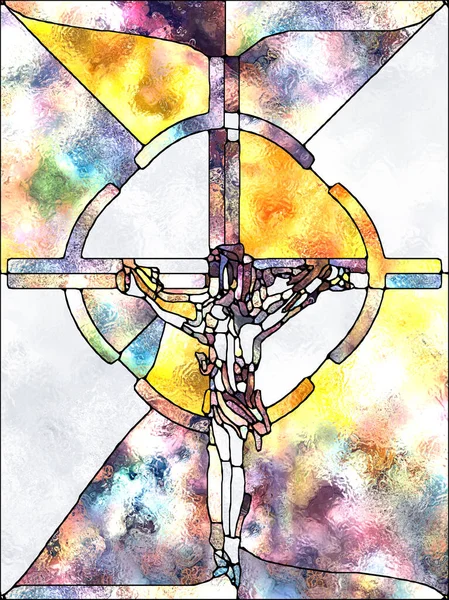 Spectrale Kleur Cross Stained Glass Serie Abstracte Rangschikking Van Organische — Stockfoto